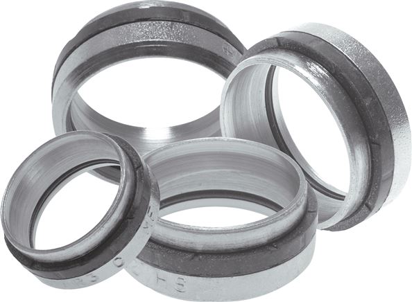 Exemplary representation: Cutting ring / NC clamping ring, galvanised steel with elastomer seal