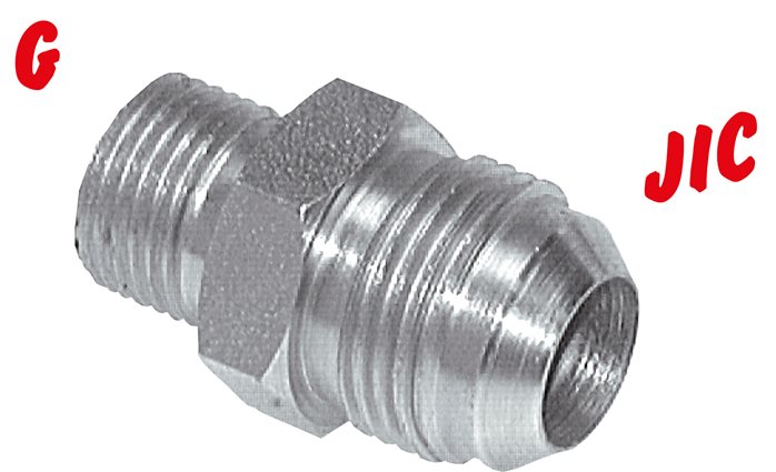 Zgleden uprizoritev: Double nipple with G-thread / JIC thread (male), galvanised steel