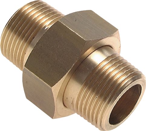 Zgleden uprizoritev: Double nipple separable with male thread, conical sealing, brass