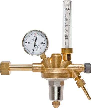 Zgleden uprizoritev: Cylinder pressure regulator, with flowmeter