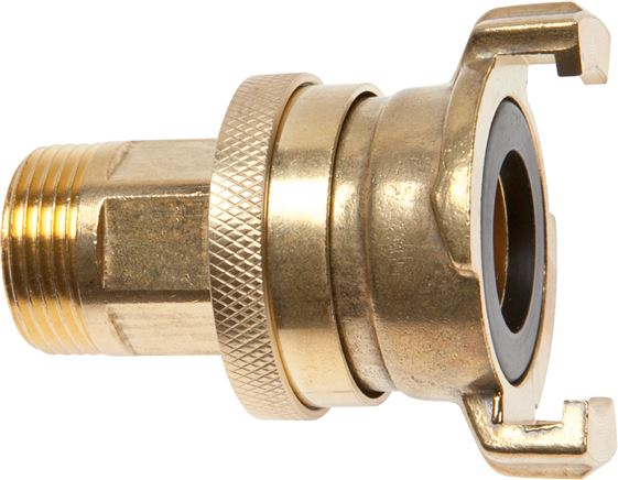 Exemplary representation: Safety garden hose quick coupling with male thread, brass