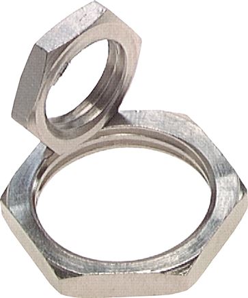 Zgleden uprizoritev: Hexagon locknut (metric thread), nickel-plated brass