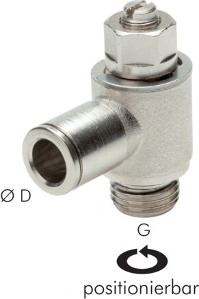 Zgleden uprizoritev: Throttle check valve with push-in connection, nickel-plated brass