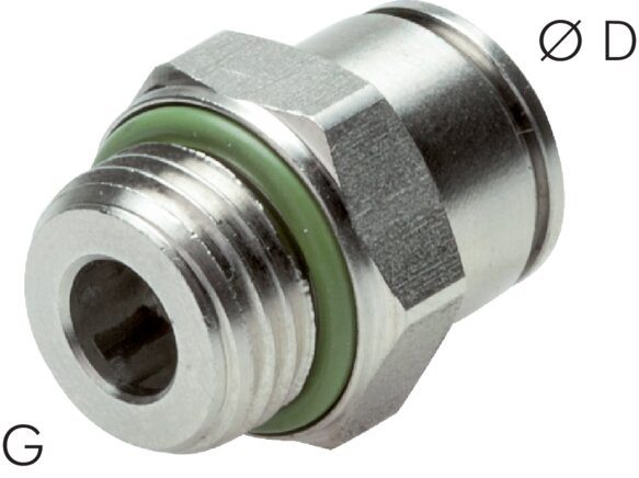 Zgleden uprizoritev: Push-in fitting with cylindrical thread, stainless steel