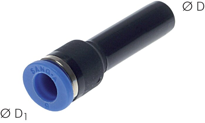Exemplary representation: Push-in adapter with imperial push-in nipple for metric hoses