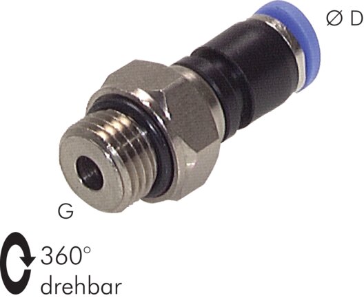 Zgleden uprizoritev: Push-in fitting with one ball bearing and cylindrical thread