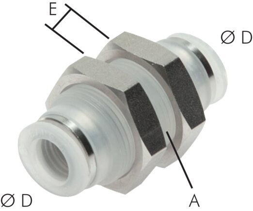 Zgleden uprizoritev: Bulkhead connector with polypropylene thread