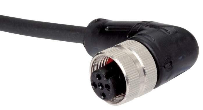 Exemplary representation: Connecting cable, A-coded, angled M 12 socket