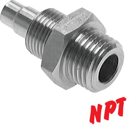 Zgleden uprizoritev: Straight CK screw connection, NPT thread, without nut, 1.4571