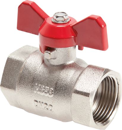 Exemplary representation: 2-part ball valve, full bore, short design, toggle handle