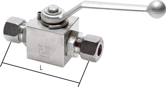 Zgleden uprizoritev: Stainless steel high-pressure ball valve with cutting ring connection