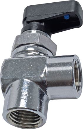 Zgleden uprizoritev: Angle ball valve with toggle handle on one side, compact