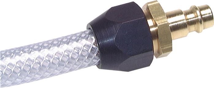Zgleden uprizoritev: Coupling plug with union nut for PVC hose, brass / aluminium