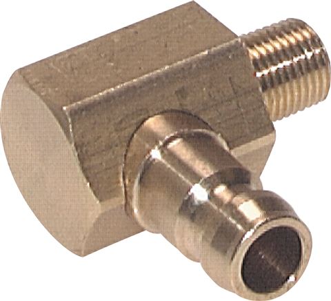 Zgleden uprizoritev: Coupling plug, male thread 90° with valve, brass