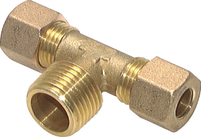Zgleden uprizoritev: Screw-in T-screw-in fitting with conical male thread, brass