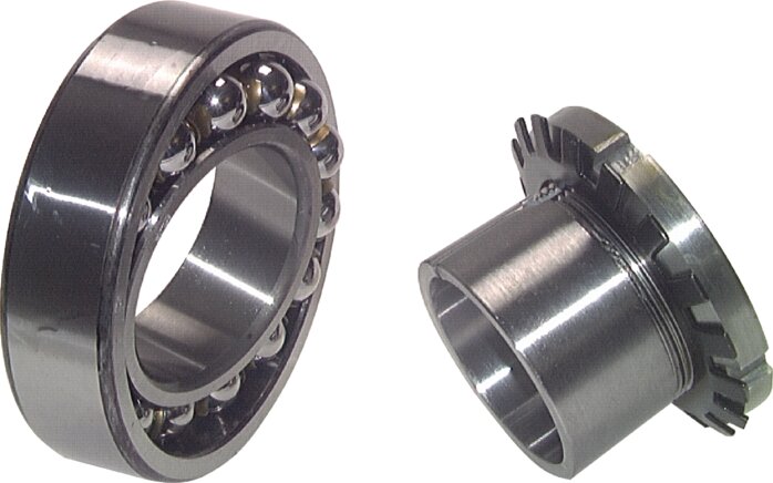 Exemplary representation: Self-aligning ball bearing DIN 630, open (clamping sleeve not included in scope of delivery)