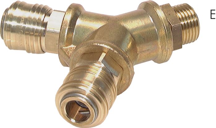 Zgleden uprizoritev: Air diverter with male thread & coupling socket NW 7.2, brass, 2-way