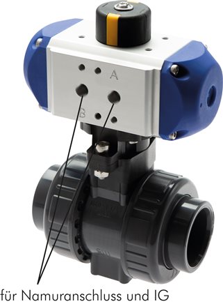 Zgleden uprizoritev: Ball valves, PVC-U with pneumatic, quarter-turn actuator