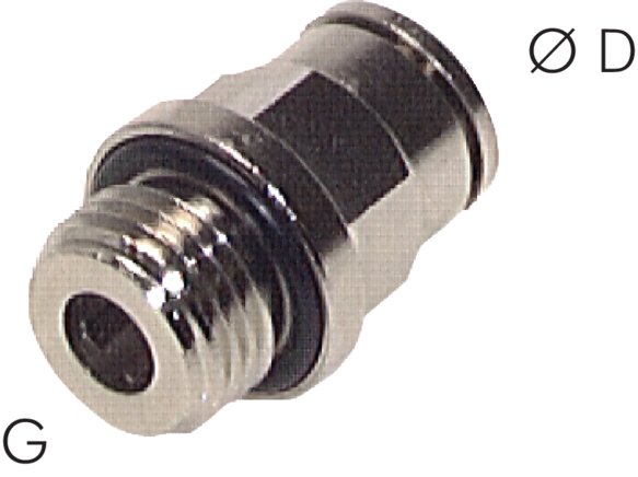 Exemplary representation: Straight screw-in connection with cylindrical thread, series C, nickel-plated brass