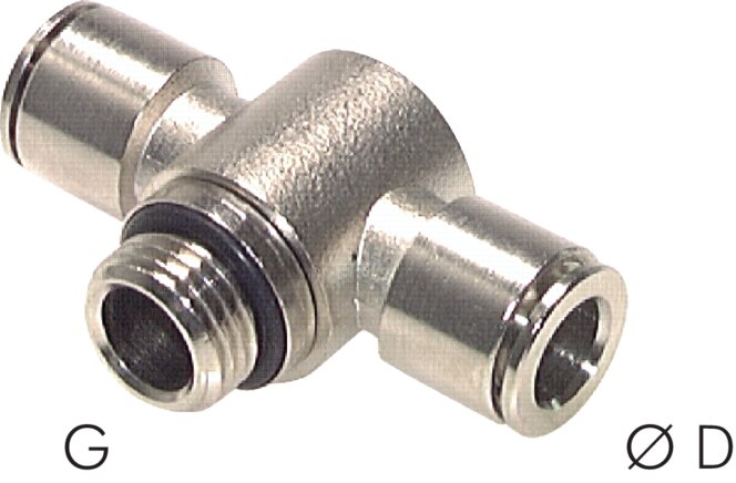 Zgleden uprizoritev: T-push-in connection compact (positionable), series C, single, nickel-plated brass