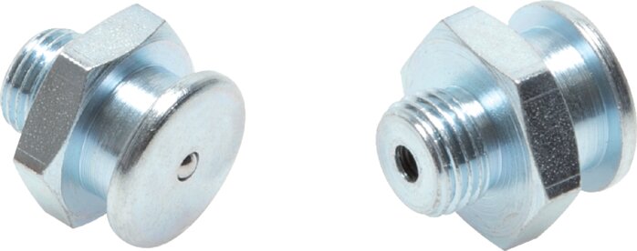 Exemplary representation: Flat grease nipple (16 mm) to DIN 3404 (galvanised steel)