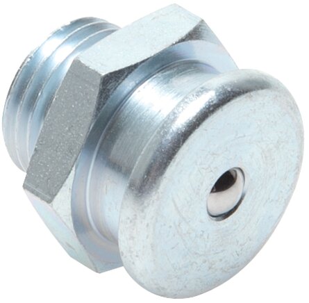 Exemplary representation: Flat grease nipple (22 mm) to DIN 3404 (galvanised steel)