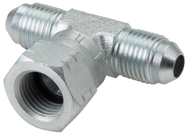 Zgleden uprizoritev: T-screw connection with JIC thread (male/female/male), galvanised steel