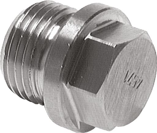 Zgleden uprizoritev: Closing plug with external hexagon & collar, cylindrical thread, 40 bar 1.4571