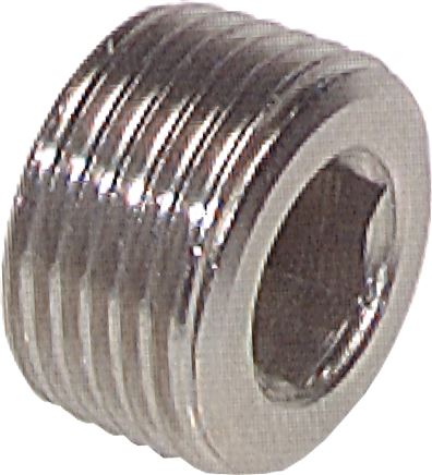 Zgleden uprizoritev: Closing plug with hexagon socket without collar, nickel-plated brass