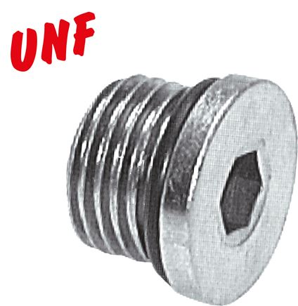 Zgleden uprizoritev: Closing plug with hexagon socket, UNF thread, galvanised steel