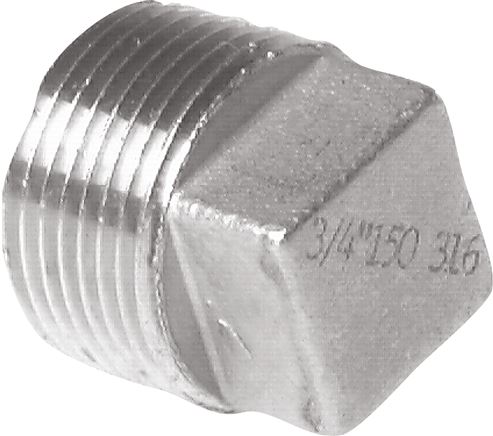 Zgleden uprizoritev: Closing plug with male thread with external square, conical thread, 1.4408