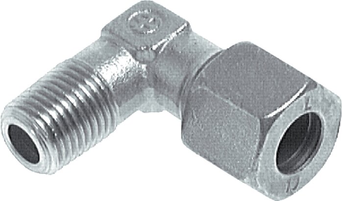 Zgleden uprizoritev: Angular screw-in fitting, metric, galvanised steel