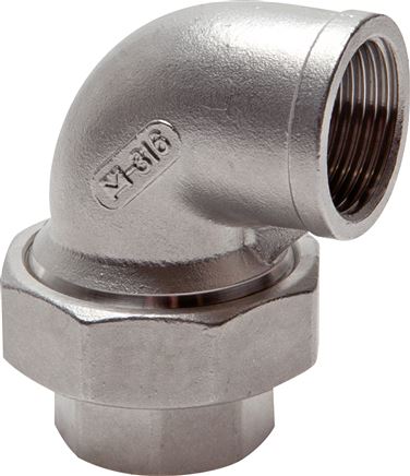 Exemplary representation: Elbow fitting with female thread, conical sealing, stainless steel