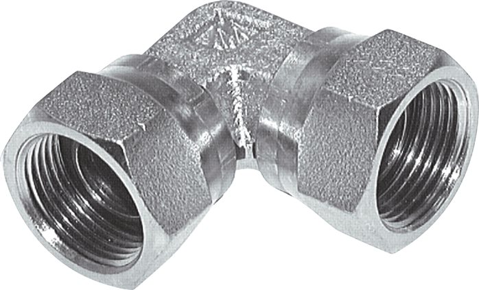 Zgleden uprizoritev: 90° elbow fitting with G-thread (60° universal sealing cone, female), galvanised steel