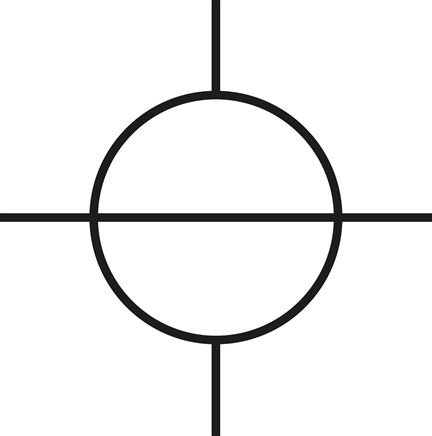 Schematic symbol: 4-Wege Kugelhahn, Durchgang